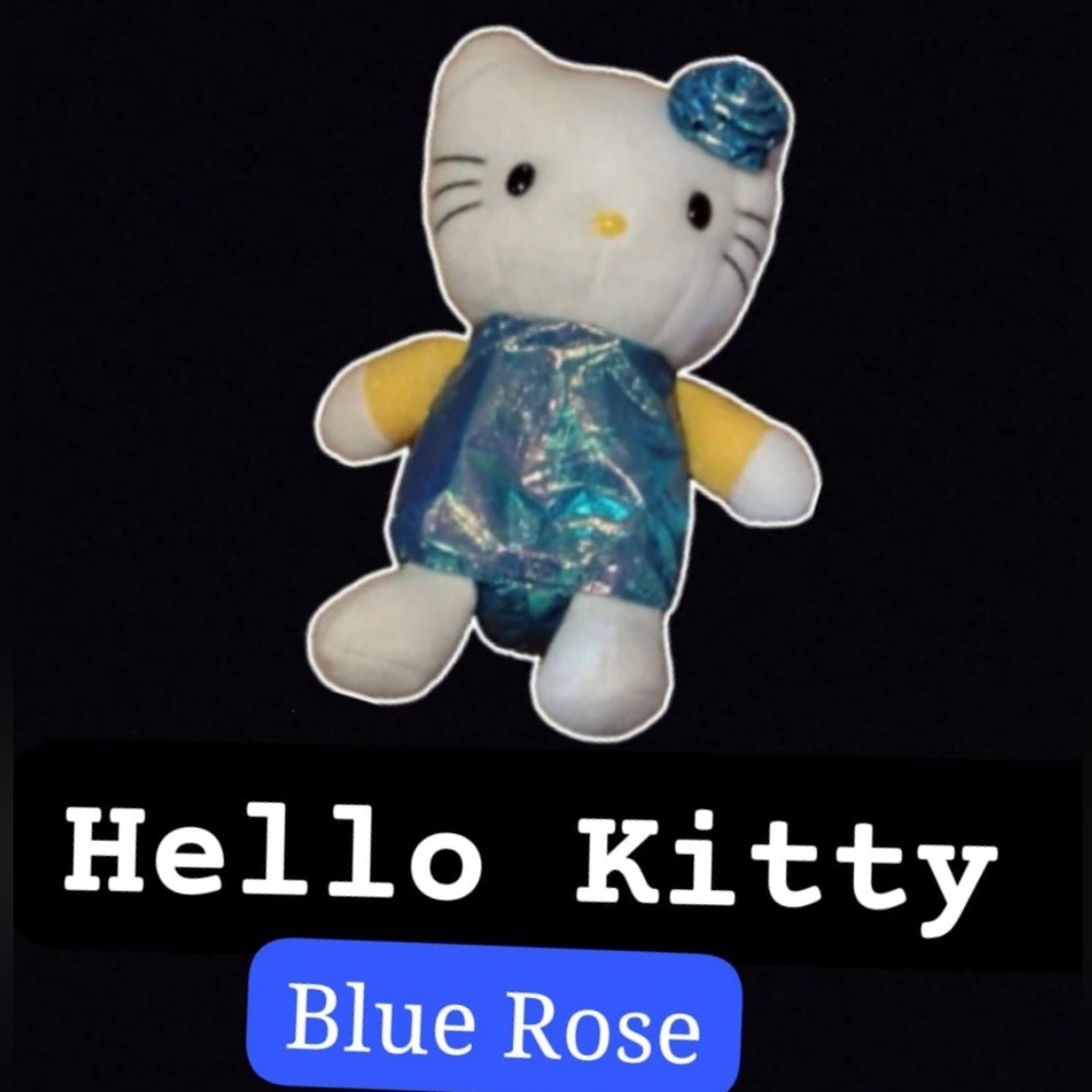 1998 Sanrio - Hello Kitty Blue Rose - no Swing Tag - Tush Tag Pictured